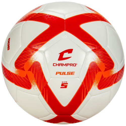 Vist Large View of Product Image Which is Champro Pulse Size 4 Soccer Ball, Fire Red/Orange/White