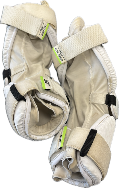 Vist Large View of Product Image Which is Used STX CELL V Lacrosse Arm Pads/Guards White LG