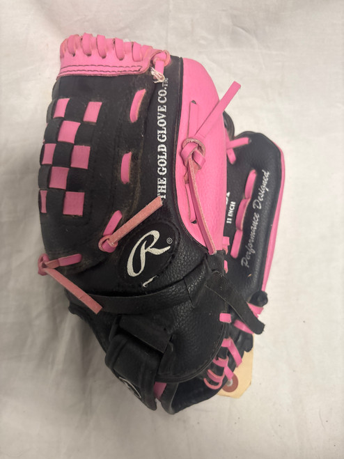 Vist Large View of Product Image Which is Used Rawlings PLAYER SERIES BB/SB Glove LH Throw Pink 11"