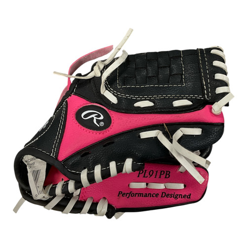Vist Large View of Product Image Which is Used Rawlings PLAYER SERIES PL91PP BB/SB Glove RH Throw Black 9"