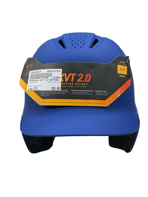 Vist Large View of Product Image Which is Used Evoshield XVT 2.0 Batting Helmet No Mask Royal Blue S/M