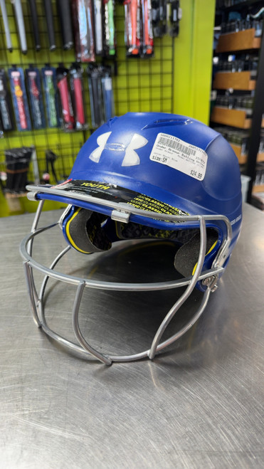 Vist Large View of Product Image Which is Used Under Armour BATTING HELMET Batting Helmet w/Mask Royal Blue SM