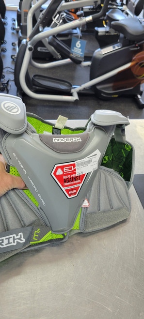 Vist Large View of Product Image Which is Used Maverik EKG MX Lacrosse Shoulder Pads Grey MD