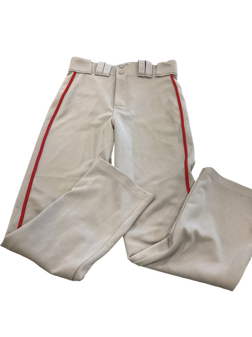 Vist Large View of Product Image Which is Used Easton BASEBALL PANTS GREY WITH RED STRIPES BB/SB Pant Boys Grey LG