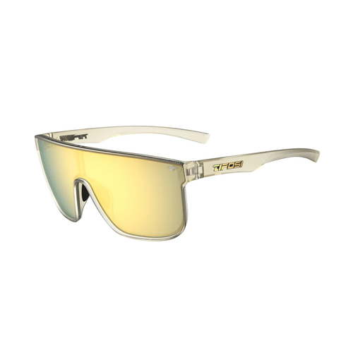 Vist Large View of Product Image Which is New Tifosi Sanctum XL Biking Glasses- Satin Citrus Frame/Smoke Yellow Mirror Lens