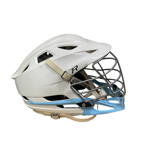 Vist Large View of Product Image Which is Used Cascade R Lacrosse Helmet White And Carolina Blue One Size