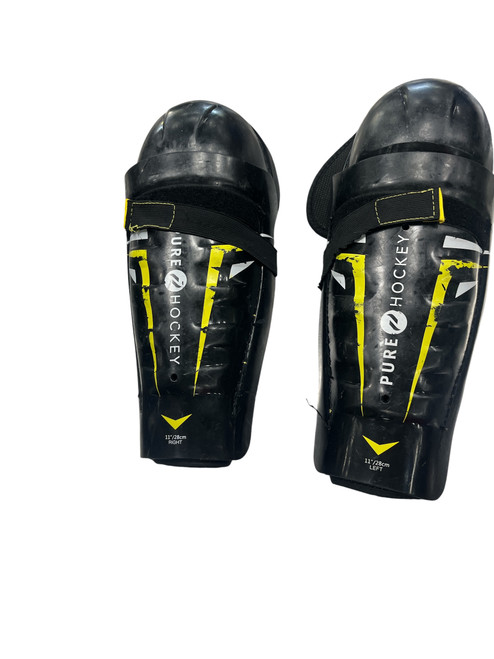 Vist Large View of Product Image Which is Used Pure Hockey SHIN GUARDS Junior Shin Guards Black 11"