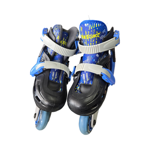 Vist Large View of Product Image Which is Used NEW BOUNCE ADJ 8-11 JR INLINE SKATES Child Rec Fitness Skates Royal Blue Adjustable