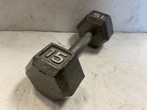 Vist Large View of Product Image Which is Used Hex Dumbbell Silver 15 lb
