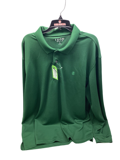 Vist Large View of Product Image Which is Used IZOD GREEN LONG SLEEVE DRI-FIT POLO L.S. Other M Green XL