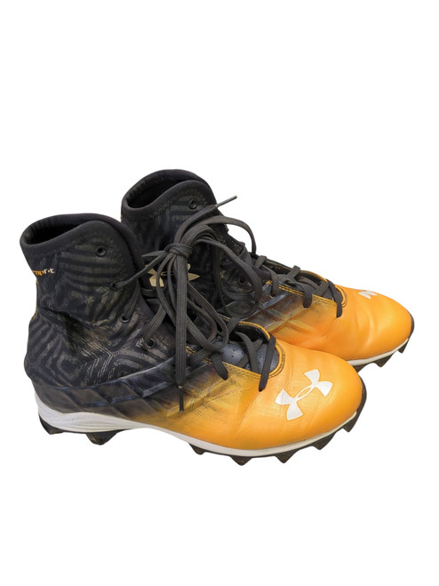 Vist Large View of Product Image Which is Used Under Armour Jr FB Cleats Black And Gold Junior 06
