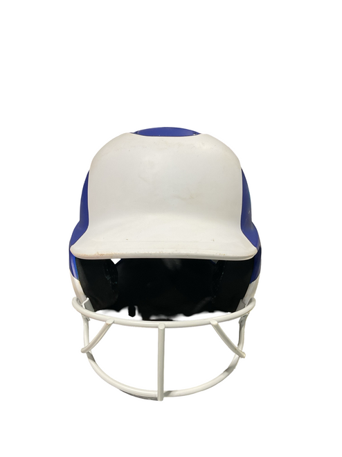 Vist Large View of Product Image Which is Used Easton WHITE/BLU HELMET Batting Helmet w/Mask Royal Blue One Size