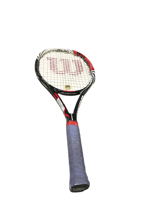 Vist Large View of Product Image Which is Used Wilson BOLD 3LX Adult Tennis Racquet Black 4 1/2"
