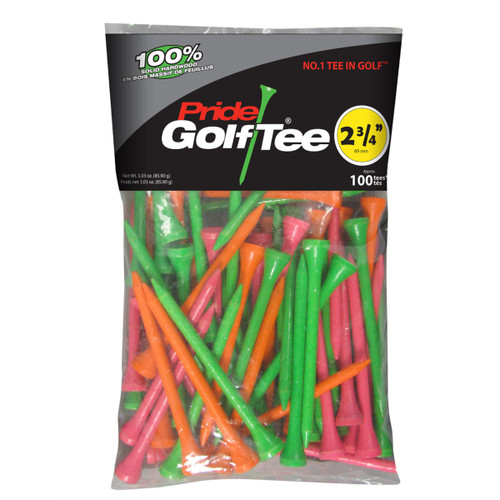 Vist Large View of Product Image Which is New PRIDE 2 3/4" NEON MIX GOLF TEE 100PK