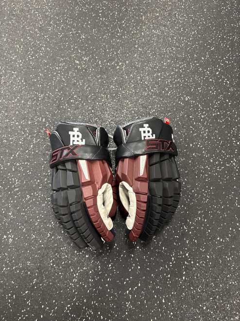 Vist Large View of Product Image Which is Used STX SURGEON RZR Lacrosse Gloves Mens Maroon LG