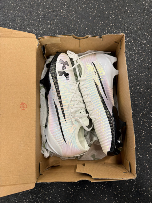 Vist Large View of Product Image Which is Used Under Armour Adult FB Cleats White Senior 10
