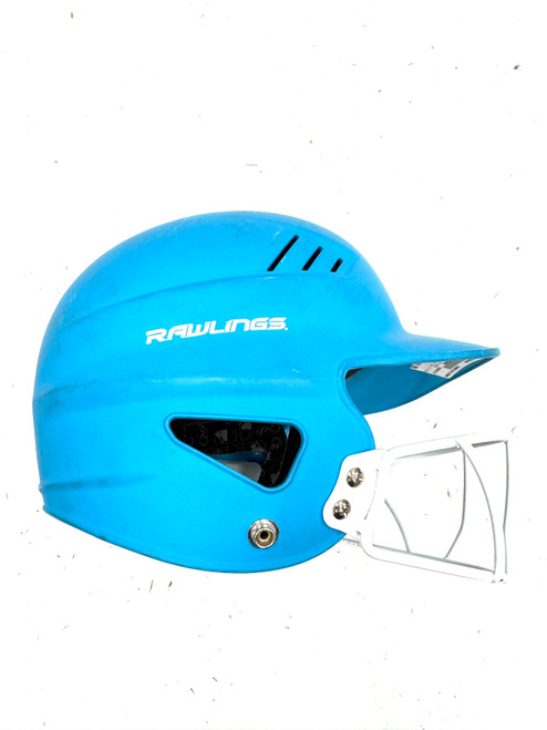 Vist Large View of Product Image Which is Used Rawlings 6 1/2- 7 1/2 Batting Helmet w/Mask Royal Blue One Size