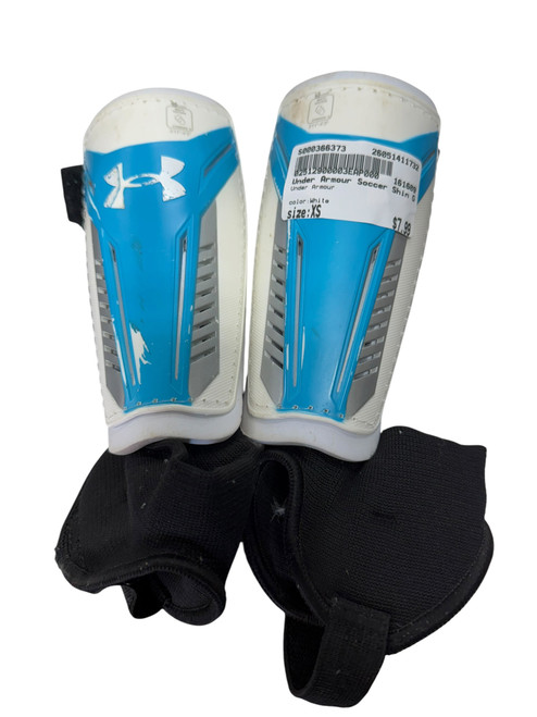 Vist Large View of Product Image Which is Used Under Armour Soccer Shin Guards Junior White XS