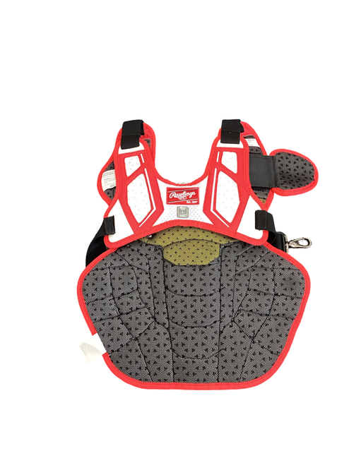 Vist Large View of Product Image Which is Used Rawlings VELO Catchers Chest Protector Red Youth