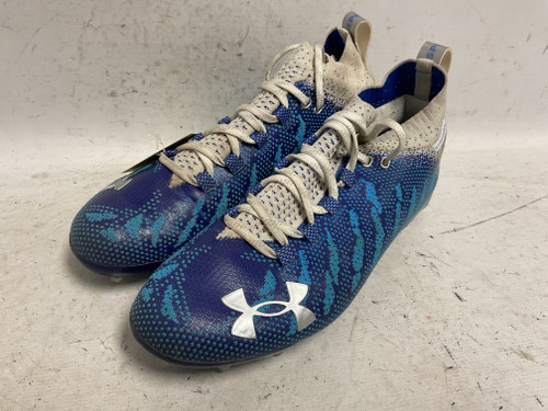 Vist Large View of Product Image Which is Used Under Armour Lux MC 3022654-400 Adult FB Cleats Navy Blue And Silver Senior 9