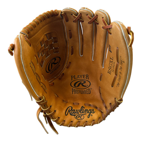 Vist Large View of Product Image Which is Lightly Used Rawlings PLAYER PREFERRED BB/SB Glove RH Throw Tan 14"