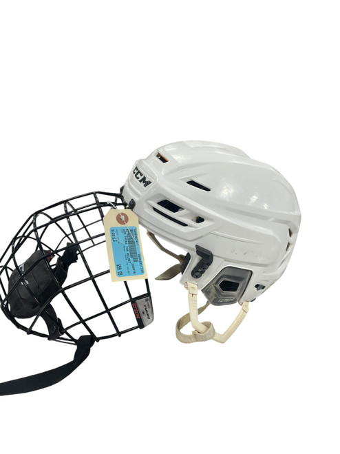 Vist Large View of Product Image Which is Used CCM TACKS 710 HELMET Helmet Cage Combo White LG