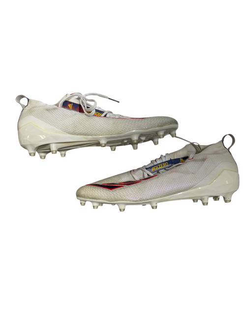 Vist Large View of Product Image Which is Used Adidas ADIZERO Adult FB Cleats White/Red/Navy Senior 13