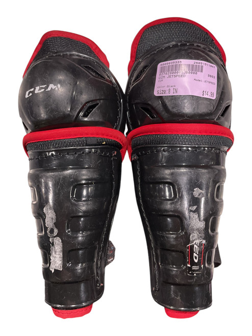 Vist Large View of Product Image Which is Used CCM JETSPEED Youth Shin Guards Black 8"