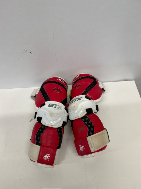 Vist Large View of Product Image Which is Used STX CELL 5 Lacrosse Arm Pads/Guards White MD