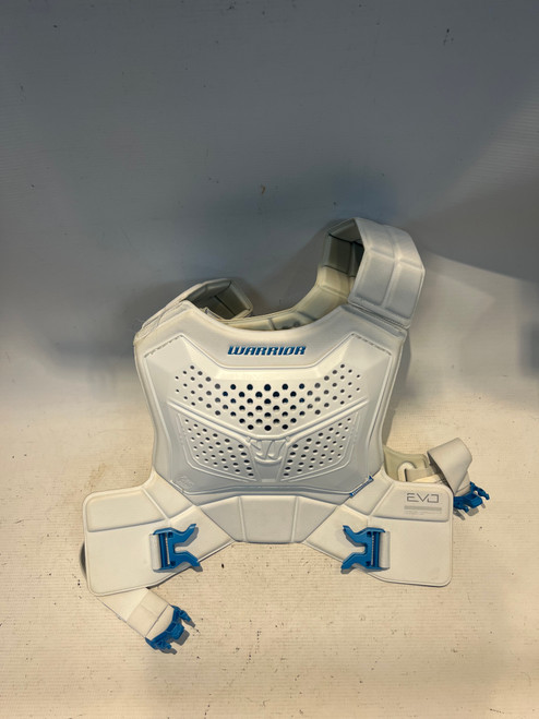 Vist Large View of Product Image Which is Used Warrior EVO Lacrosse Shoulder Pads White LG