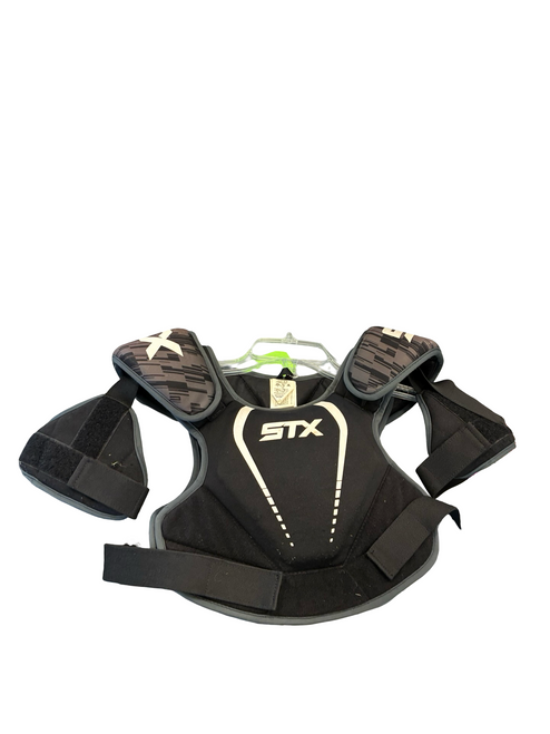 Vist Large View of Product Image Which is Used STX STALLION 75 Lacrosse Shoulder Pads Black LG
