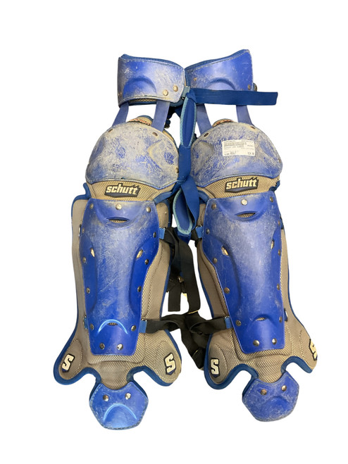 Vist Large View of Product Image Which is Used Schutt LEG GUARDS Catchers Leg Guards Royal Blue Adult