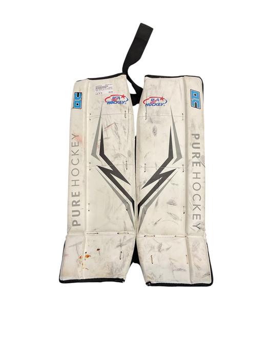 Vist Large View of Product Image Which is Used PURE HOCKEY QC 24 QUICK MITE Goalie Leg Pads Youth White 24"