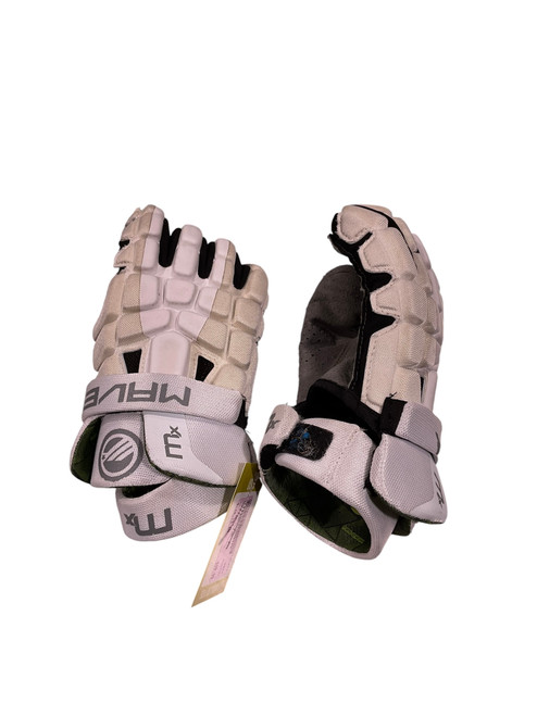 Vist Large View of Product Image Which is Used Maverik MX Lacrosse Gloves Mens White 13"