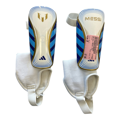 Vist Large View of Product Image Which is Used Adidas MESSI MTC Soccer Shin Guards Adult White Junior