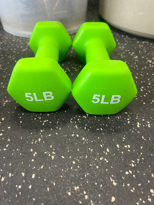 Vist Large View of Product Image Which is New 5-lb Rubber Hex Dumbbell (Pair) 