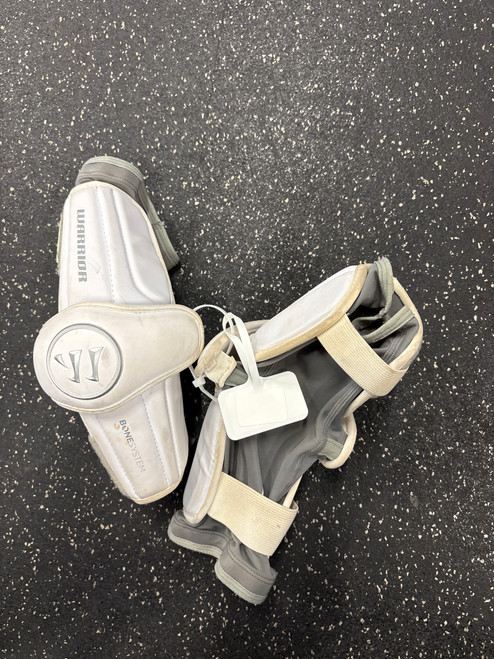 Vist Large View of Product Image Which is Used Warrior BURN ARM PADS Lacrosse Arm Pads/Guards White LG