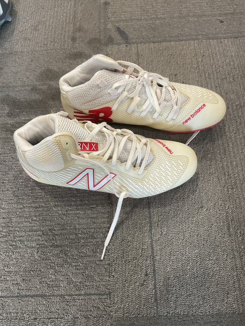 Vist Large View of Product Image Which is Used New Balance LAX Cleats Mens Red Senior 8.5