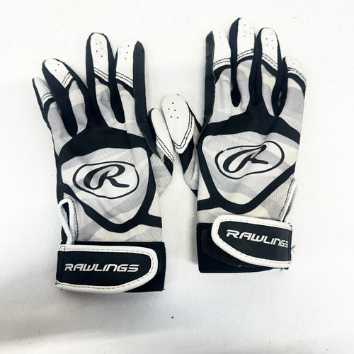 Vist Large View of Product Image Which is Used Rawlings BB/SB Batting Gloves White And Black SM