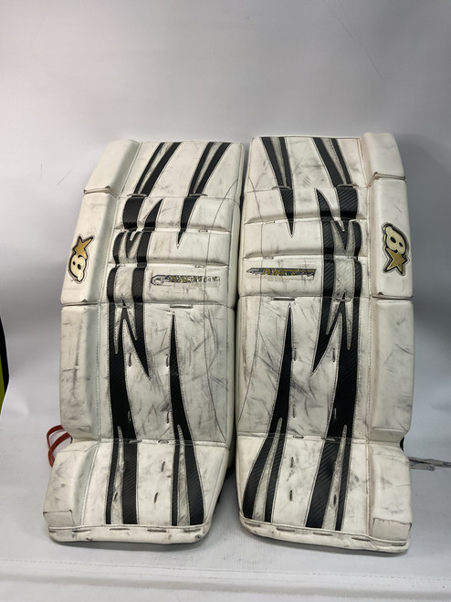 Vist Large View of Product Image Which is Used Brians G-NETIK 8 Goalie Leg Pads Junior White 27"