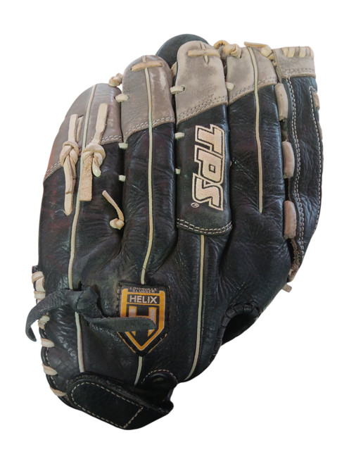 Vist Large View of Product Image Which is Used Louisville Slugger TPS HELIX SERIES BB/SB Glove RH Throw Grey 14"