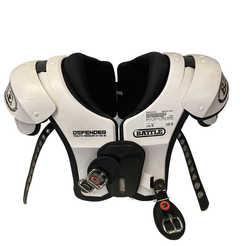 Vist Large View of Product Image Which is Used Battle Sports YOUTH SHOULDER PADS FB Shoulder Pads White MD