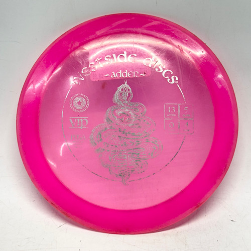 Vist Large View of Product Image Which is Used Westside VIP ADDER Disc Golf Driver Pink 173g