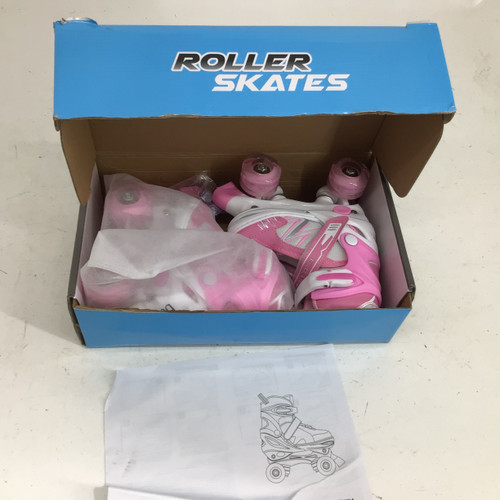 Vist Large View of Product Image Which is Used ADJUSTABLE LIGHTED ROLLER SKATES Child Roller Quad Skates Pink Adjustable