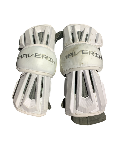 Vist Large View of Product Image Which is Used Maverik PADS Lacrosse Arm Pads/Guards White MD