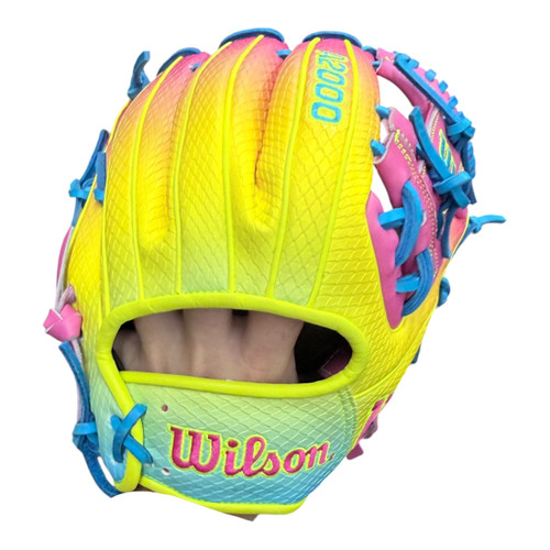 Vist Large View of Product Image Which is New Wilson 1786 A2000 PINK LEMONADE SUPERSKIN SERIES Glove RH Throw 11 1/2"