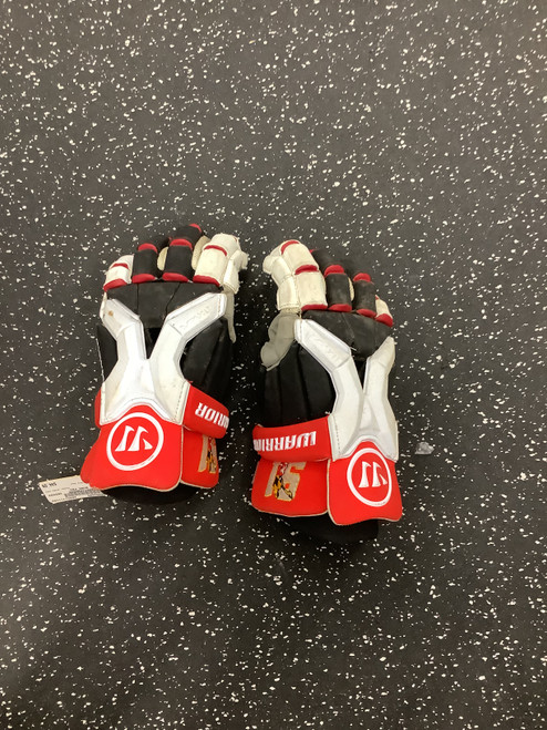 Vist Large View of Product Image Which is Used Warrior BURN PRO Lacrosse Gloves Mens Black And Red LG