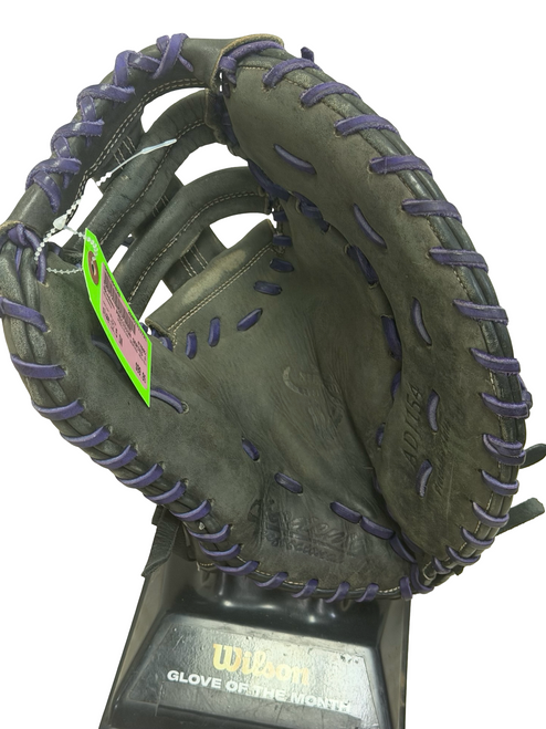 Vist Large View of Product Image Which is Used Akadema PRECISION SERIES ADJ154 Leather Baseball First Base Mitt RH Throw Black 12 1/2"
