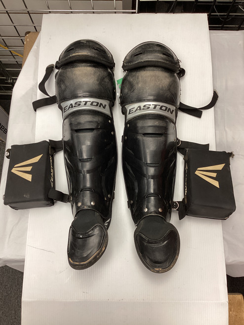 Vist Large View of Product Image Which is Used Easton GAME TIME INT CATCHER SHINS AGE 12-15 Catchers Leg Guards Black 