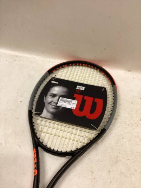 Vist Large View of Product Image Which is Used Wilson BURN 100 V4.0 Adult Tennis Racquet Black 4 1/2"